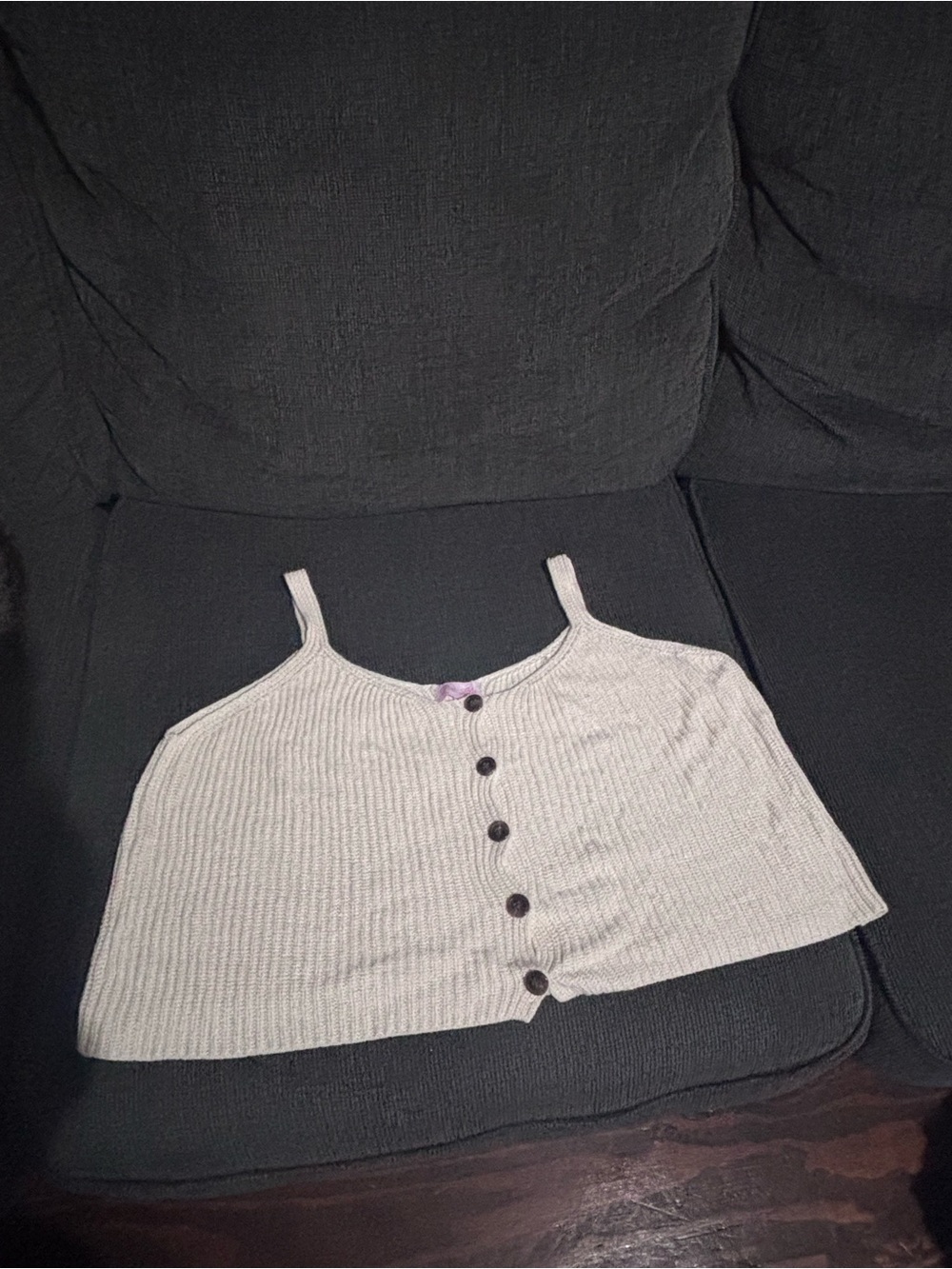 Pink Lily Cream Knit Button Front Crop Tank Top